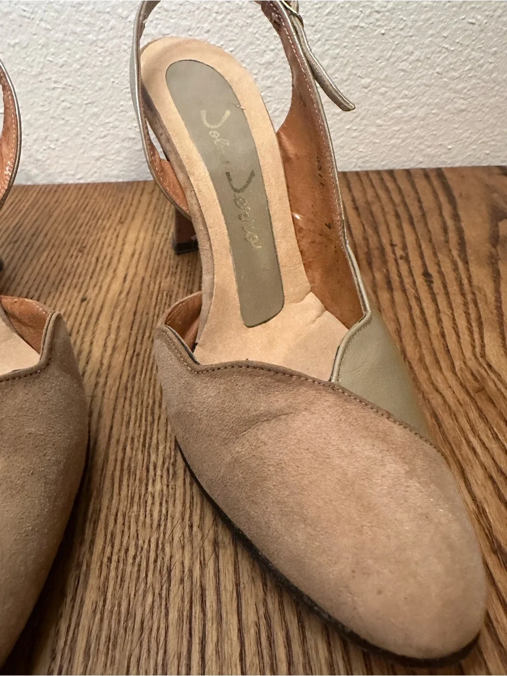 John Jerro Women's Two-Tone Beige Slingback Heels